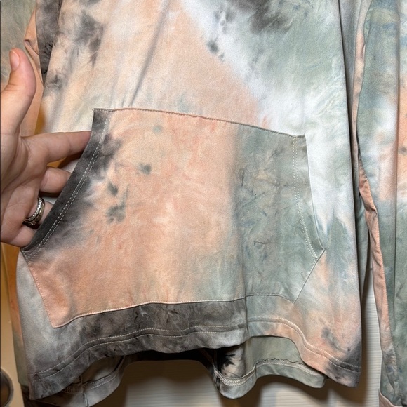Wallflower Tie-Dye Hoodie - Gray, Green, Peach - Picture 2 of 7